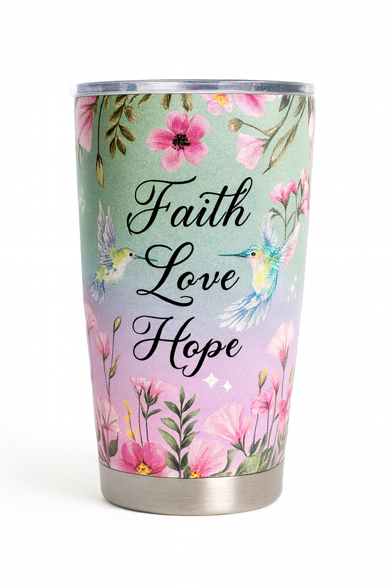 Faith Love Hope Floral 20 0zTumbler