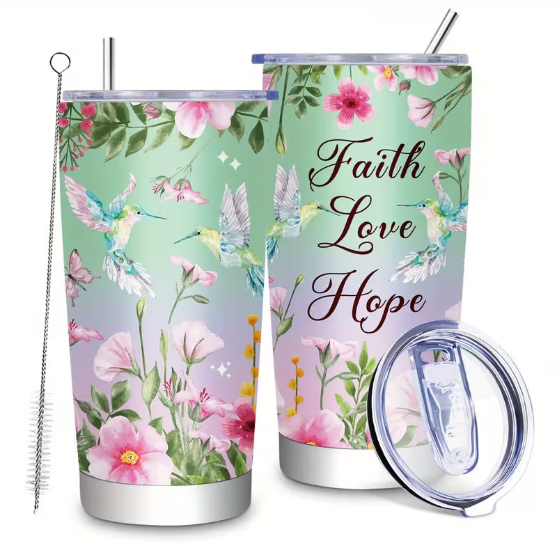 Faith Love Hope Floral 20 0zTumbler